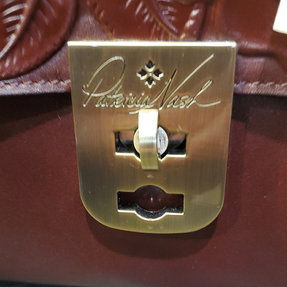 Patricia Nash Deep Red Embossed Leather Satchel - Picture 4 of 15